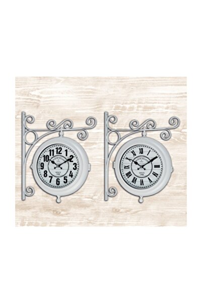 Galaxy Bebo Store Çift Yönlü Istasyon Duvar Saati - Beyaz