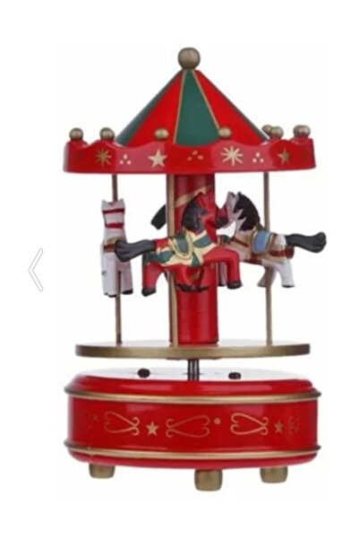 ELBA Nostaljik El Yapımı Atlıkarınca Müzik Kutusu-kırmız-yeşil