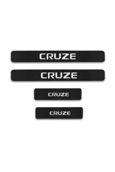 TSC ملصق حروف عتبة الباب من ألياف الكربون شيفروليه كروز 4 قطع 50 سم