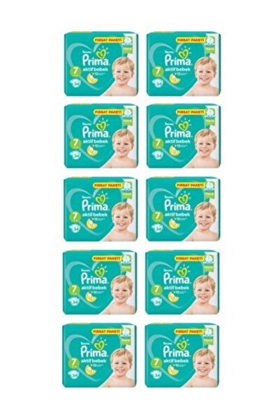 Prima Bebek Bezi Aktif Bebek 7 Beden 34 Adet 10'lu Paket 340 Adet