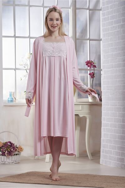 Emose 4004 Sabahlıklı Gecelik Takım Penbe