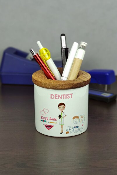 Hediyelen حامل قلم سيراميك لطبيب الأسنان