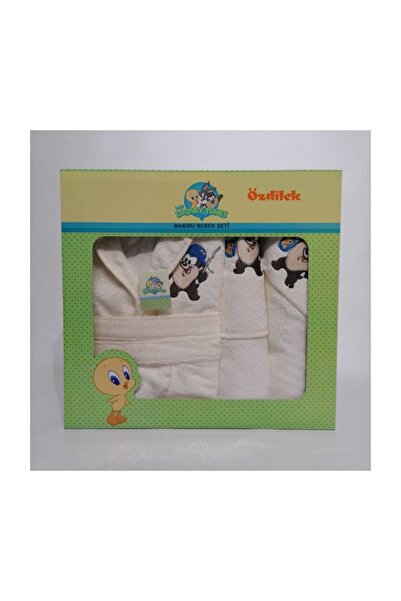 Özdilek Tazmania Bamboo Bathrobe Newborn Baby Set White