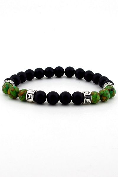 Solfera Men's African Turquoise And Matte Onyx Bracelet B570