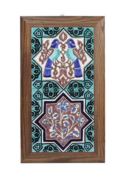 OTANTİK ÇİNİ Selçuklu Desen Ahşap Çerçeve Tablo 20x40cm