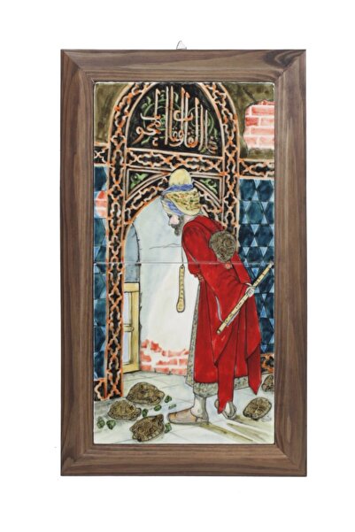 OTANTİK ÇİNİ Kaplumbağa Terbiyecisi Minyatür Ahşap Çerçeve Tablo 20x40cm