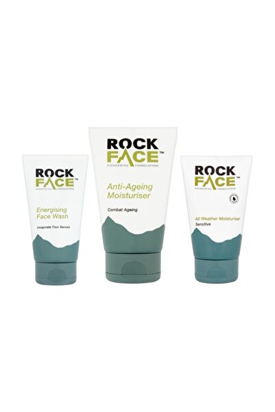 Rock Face Erkek Banyo Bakım Seti (Yüz Yıkama Jeli-Enerji Veren Krem-Yaşlanma ...
