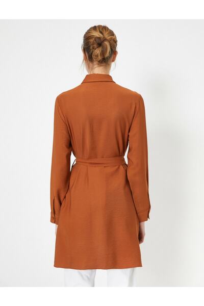 Koton Klasszikus galléros derékkötő zseb, részletes tunika