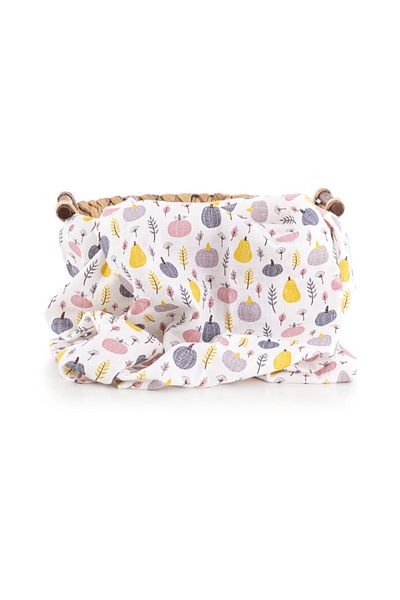 Caline Baby Muslin Cloth Cover Pumpkin Pattern - Green 120x120 Cm 4 Mouth Wipes