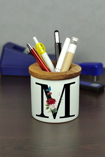 Hediyelen Suport pentru stilou din ceramică cu litera M