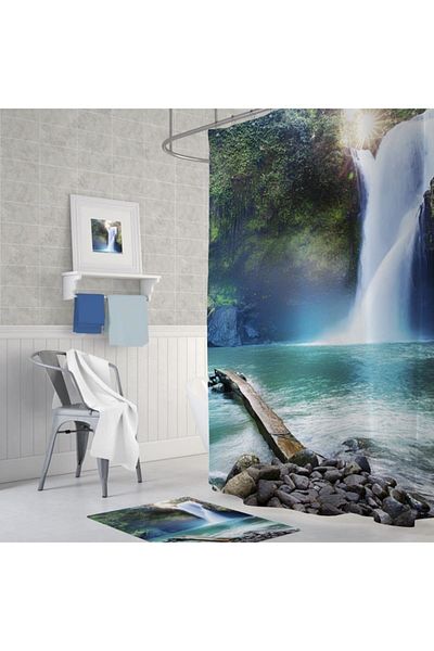 Zethome Perdeaua de baie 1x180x200 Perdeaua de dus cu o singura aripa cu inel Cadou Perdeaua cabinei de dus Cascada