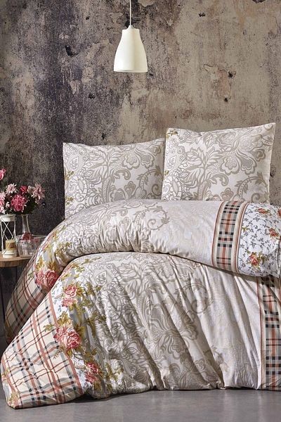 MAJESTE Toprak Ev Cotton Elegant Double Duvet Cover Set - Mira Pattern:11130
