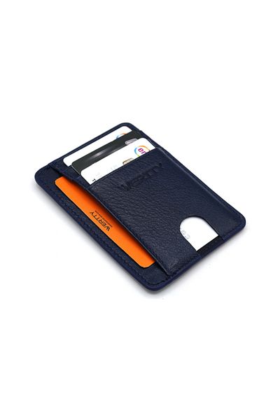 TRENDKEF Γνήσια δερμάτινη θήκη για κάρτες Navy Blue Unisex Werrty 622207