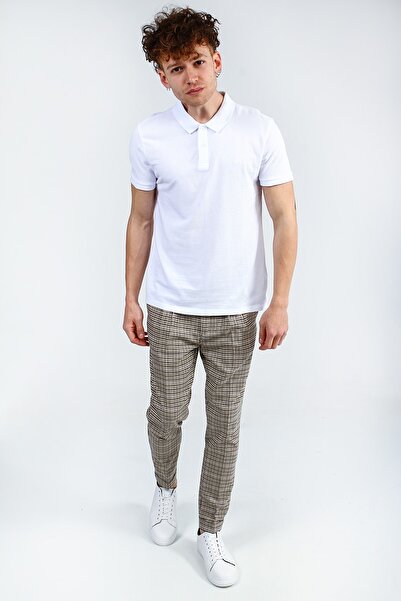 Collezione Men's White Regular 100% Cotton Polo Neck T-Shirt