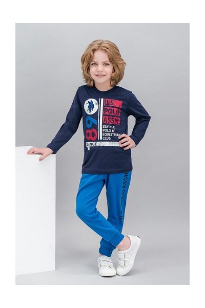 U.S. Polo Assn. Set de pijamale pentru băiat bleumarin cu licență