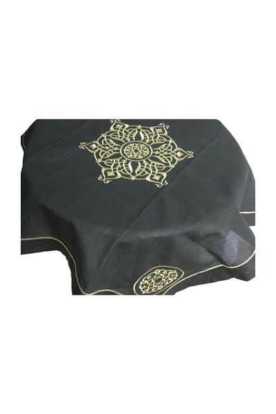 gonk Linen Embroidered on Linen, Square Cover for Dining Table/Fisco Table/Square Coffee Table