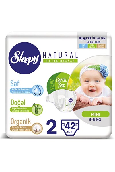 Sleepy Natural Bebek Bezi 2 Numara 3-6 Kg 42 Adet