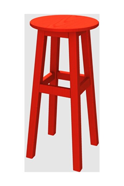 Arbre Ahşap Tabure, Kırmızı Iskelet , 65cm Yükseklik / Kırmızı Tabla