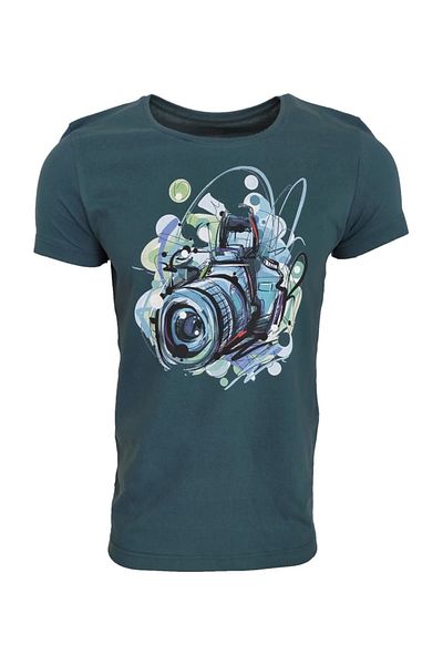Raf Coll Μπλουζάκι Unisex με στάμπα Petrol Blue