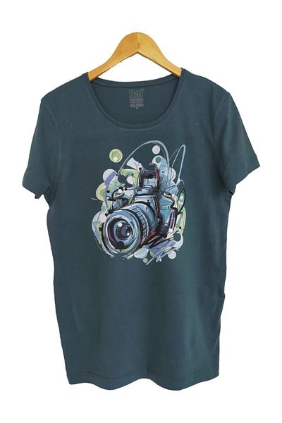 Raf Coll Μπλουζάκι Unisex με στάμπα Petrol Blue