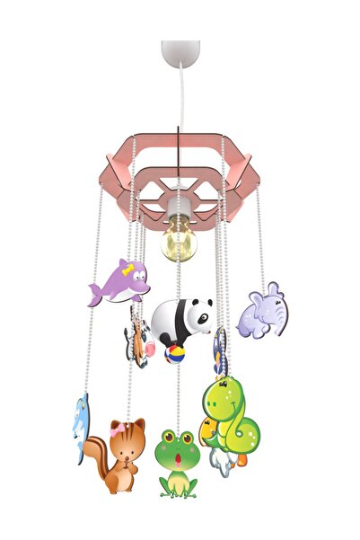 KUK Design Oriza Çocuk Odası Avizesi Ahşap Aydınlatma Ve Dekoratif Sarkıt (pe...