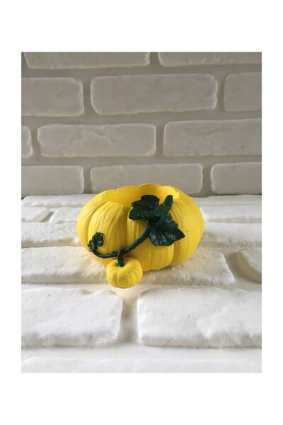 Liyasya Dekoratif Balkabağı Beton Saksı 15*7 cm Sarı