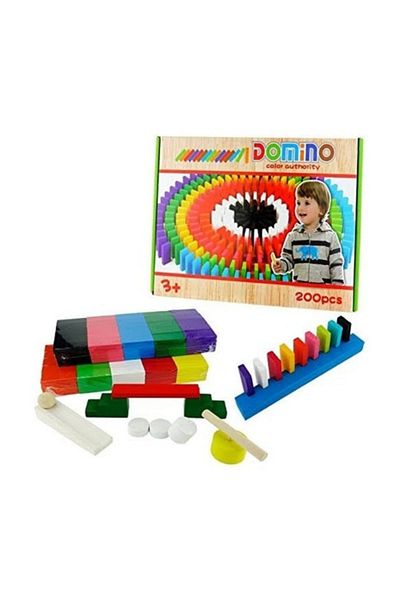 özöytasarım Wooden Colored 200 Piece Domino Game