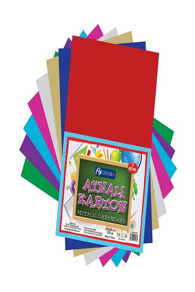 FLY COLOR Metallic Mirrored Cardboard 20x30 cm Pack of 8