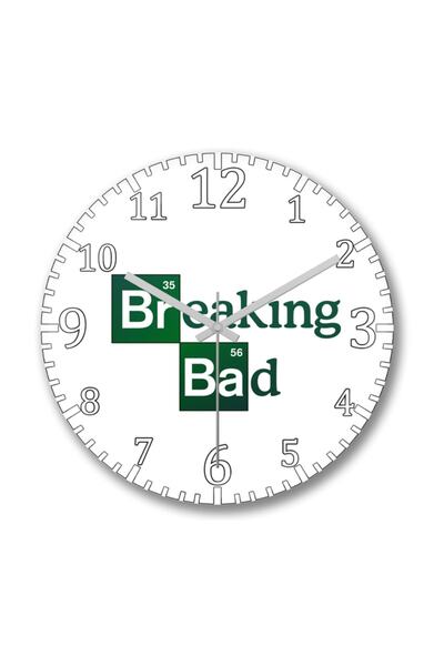 Baskı Dükkanı ساعة حائط مكتوبة باللون الأخضر من Breaking Bad، زجاج حقيقي منحني