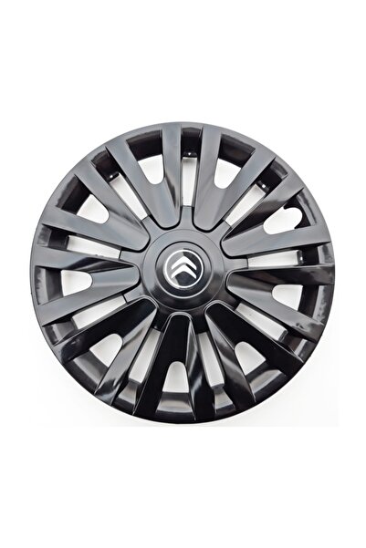 Seta 15'' Inç Citroen Jant Kapağı 4 Adet Çelik Jant Görünümlü Parlak Siyah - Kırılmaz Esnek