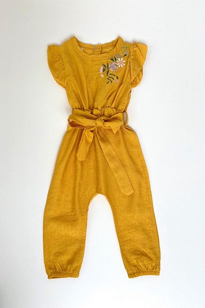 COLORED BABY Girl's Floral Embroidered Jumpsuit
