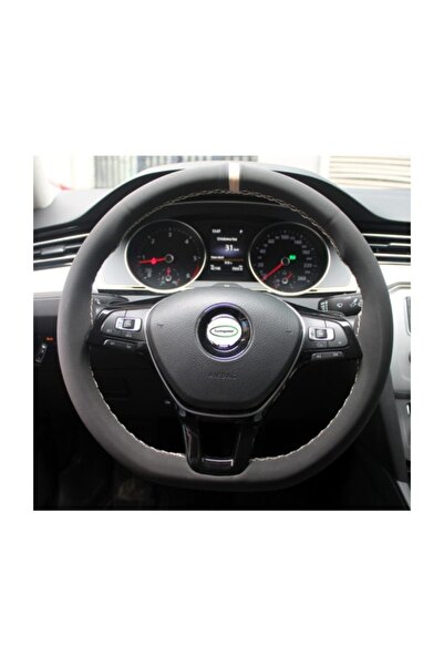 NEEBS Oto Direksiyon Kılıfı Alcantara Model Alcantra Bej Dikişli