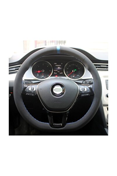 NEEBS Oto Direksiyon Kılıfı Alcantara Model Alcantra Mavi Dikişli