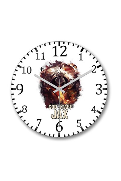 Baskı Dükkanı ساعة حائط God Staff Jax من الزجاج الحقيقي المنحني