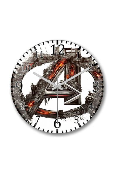 Baskı Dükkanı ساعة حائط أفنجرز فلاورز من الزجاج الحقيقي المنحني