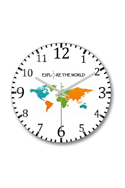 Baskı Dükkanı استكشف ساعة الحائط العالمية من الزجاج الحقيقي المنحني