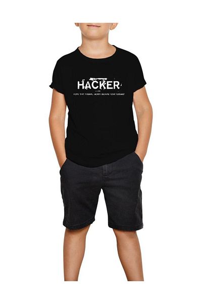 Z zepplin Детска тениска Hacker Firewall, черна
