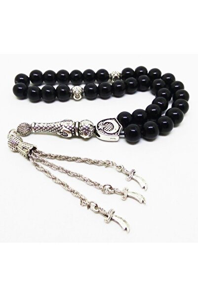 Kusakli Mărgele de rugăciune din piatră naturală de onix strălucitor cu ciucu...