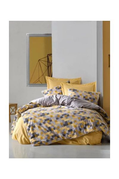 Cotton Box Minimal Ranforce Double Duvet Cover Set - Elon Yellow