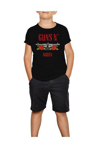 Z zepplin Детска тениска Guns N' Roses The Red Wall, черна