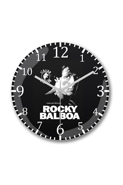 Baskı Dükkanı Ceas de perete Rocky Balboa Sticlă reală curbată