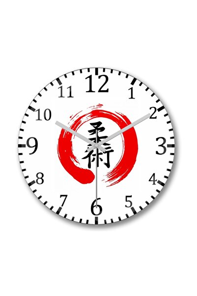 Baskı Dükkanı ساعة حائط كانجي جيو جيتسو من الزجاج الحقيقي المنحني