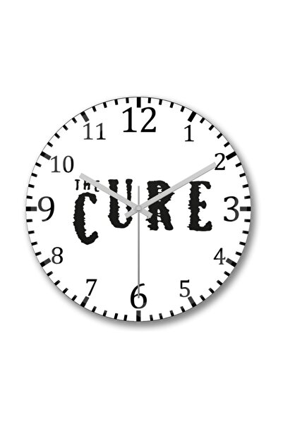 Baskı Dükkanı ساعة حائط The Cure Rock من الزجاج الحقيقي المنحني