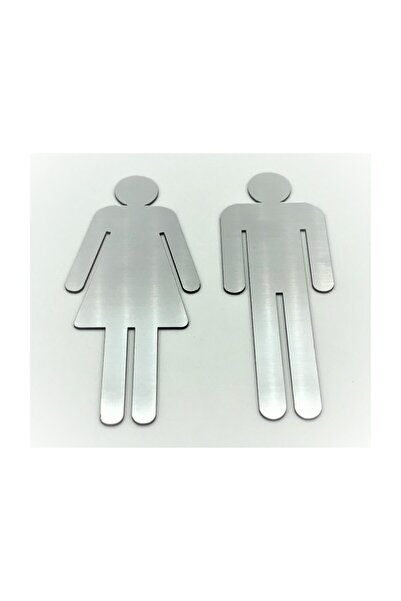 WC Toilet Sign Women And Men's Set ( 2 Pieces ), Door And Wall Orientation Plate 15 Cm X 6.5 Cm