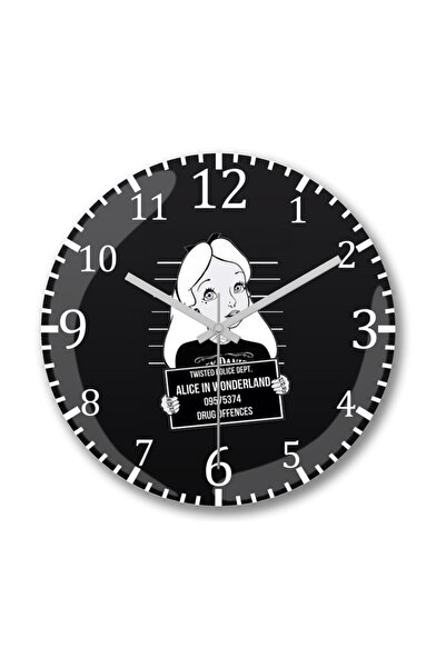 Baskı Dükkanı ساعة حائط أليس جاميستر من الزجاج الحقيقي المنحني