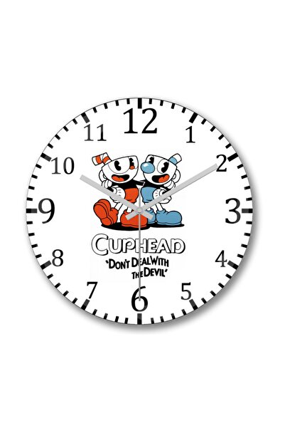 Baskı Dükkanı Ceas de perete Cuphead Sticlă reală curbată