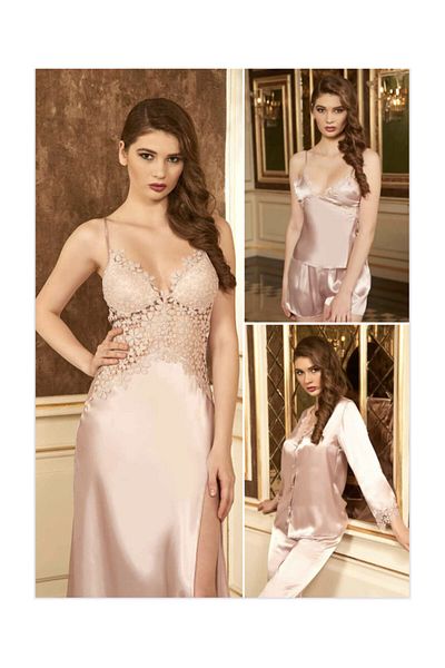 Carmella 1080 Powder Satin 6-Piece Dressing Gown Nightgown Set