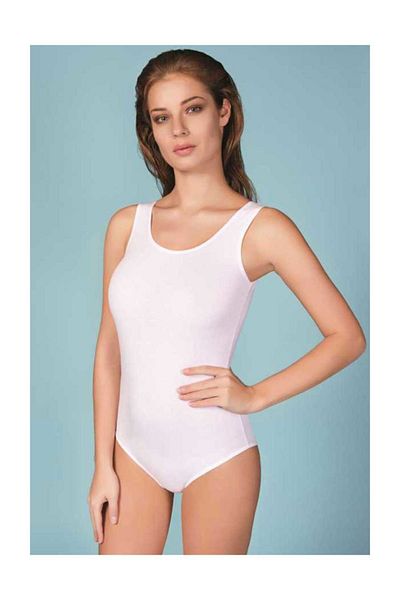 Berrak Body snap-on pentru femei Lycra cu bretele groase (6 bucăți) alb M