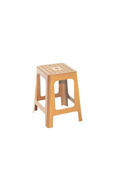 Papatya Mercan Plastik Tabure Teak - Bahçe Balkon Taburesi