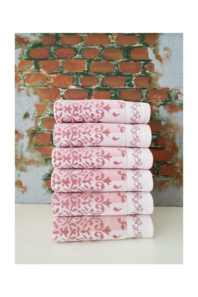 Özdilek 6 Pieces Emily Hand and Face Towels 50x90 100% Cotton Velvet Towel Powder